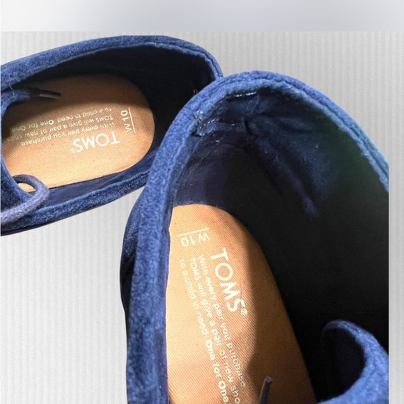 Toms Dark Blue crushed velvet Women's Wedge booties rich velvet witch booties - Picture 4 of 5